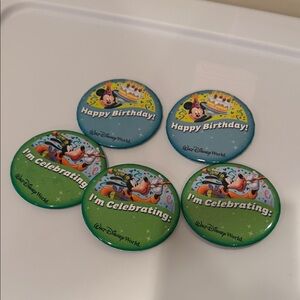 Disney Happy Birthday and Celebration can budges